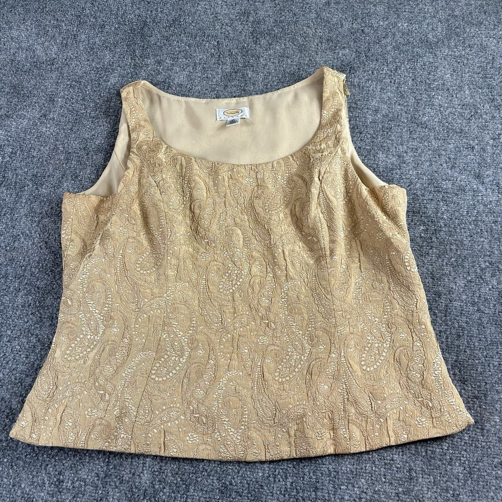 VTG Y2K Talbots‎ Top 14P Gold Paisley Brocade Regalcore Evening Holiday 90s USA